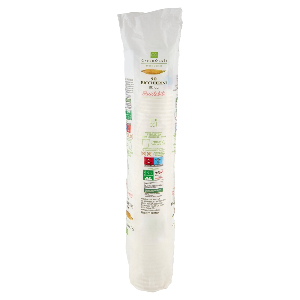 50 Bicchierini 80 cc Compostabili Green Oasis